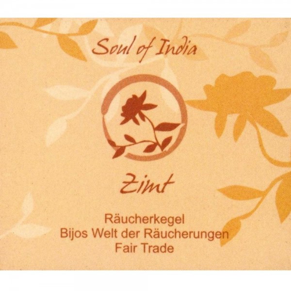 Indische Räucherkegel Zimt Soul of India Fair Trade, Räucherkerzen, 10 Stk, aromatisch